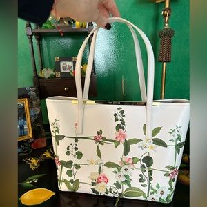Ted Baker White & Floral Leather Tote Bag